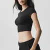 T-shirt à manches courtes Alosoft Crop Finesse - Noir