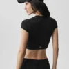 T-shirt à manches courtes Alosoft Crop Finesse - Noir
