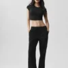 T-shirt à manches courtes Alosoft Crop Finesse - Noir