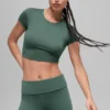 T-shirt à manches courtes Alosoft Crop Finesse - Vert trèfle