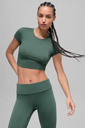 T-shirt à manches courtes Alosoft Crop Finesse - Vert trèfle