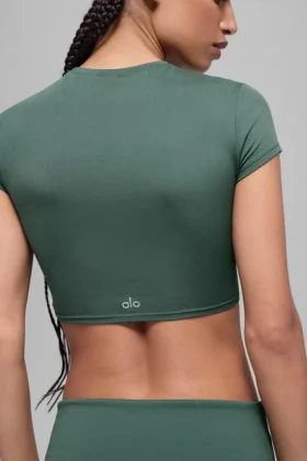 T-shirt à manches courtes Alosoft Crop Finesse – Vert trèfle