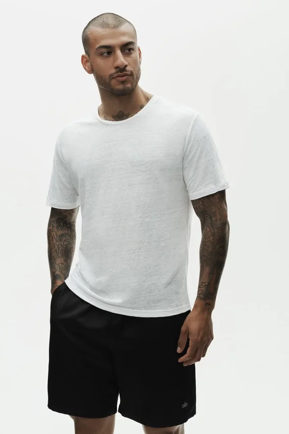 T-shirt à manches courtes « Coastal » en jersey de lin - Blanc