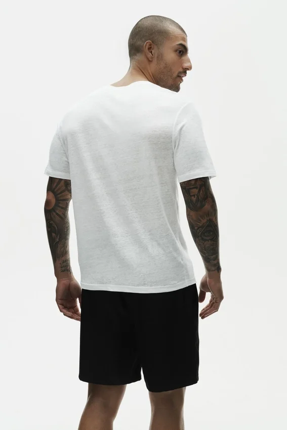 T-shirt à manches courtes « Coastal » en jersey de lin - Blanc