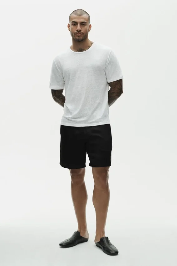 T-shirt à manches courtes « Coastal » en jersey de lin - Blanc