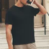 T-shirt à manches courtes « Coastal » en jersey de lin - Noir