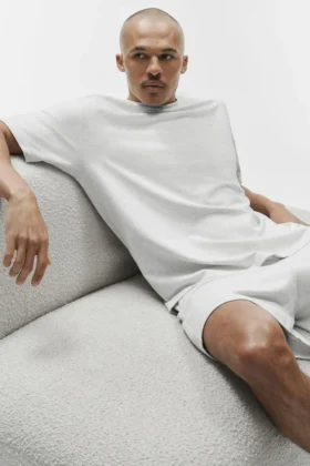 T-shirt à manches courtes Double Take - Blanc chiné