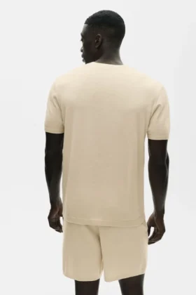 T-shirt à manches courtes en coton et cachemire Ever Soft – Sandy Beige