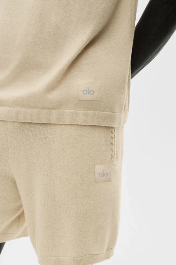 T-shirt à manches courtes en coton et cachemire Ever Soft - Sandy Beige