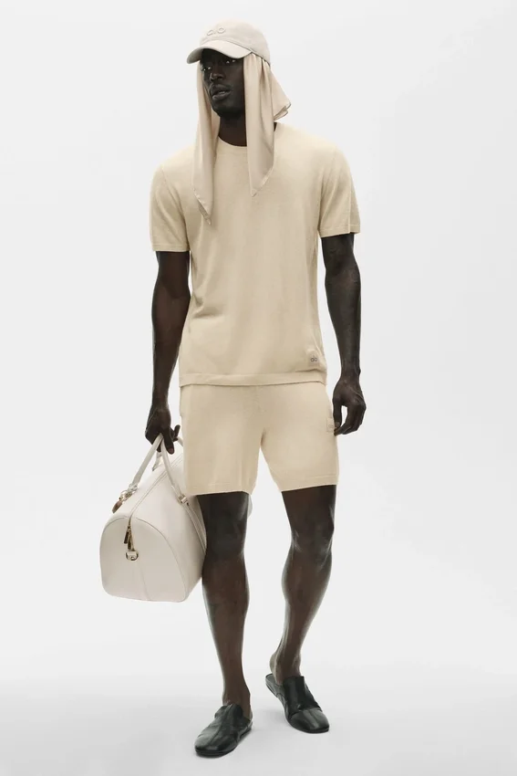T-shirt à manches courtes en coton et cachemire Ever Soft - Sandy Beige