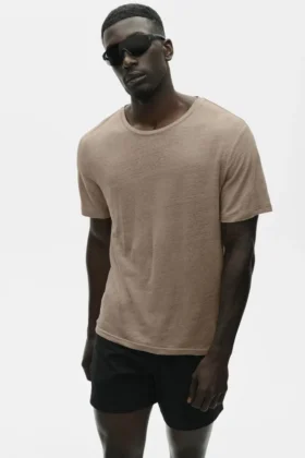 T-shirt à manches courtes en jersey de lin « Coastal » - Gravel