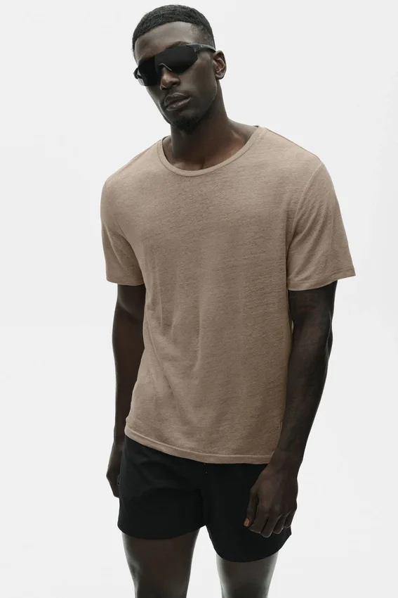 T-shirt à manches courtes en jersey de lin « Coastal » - Gravel