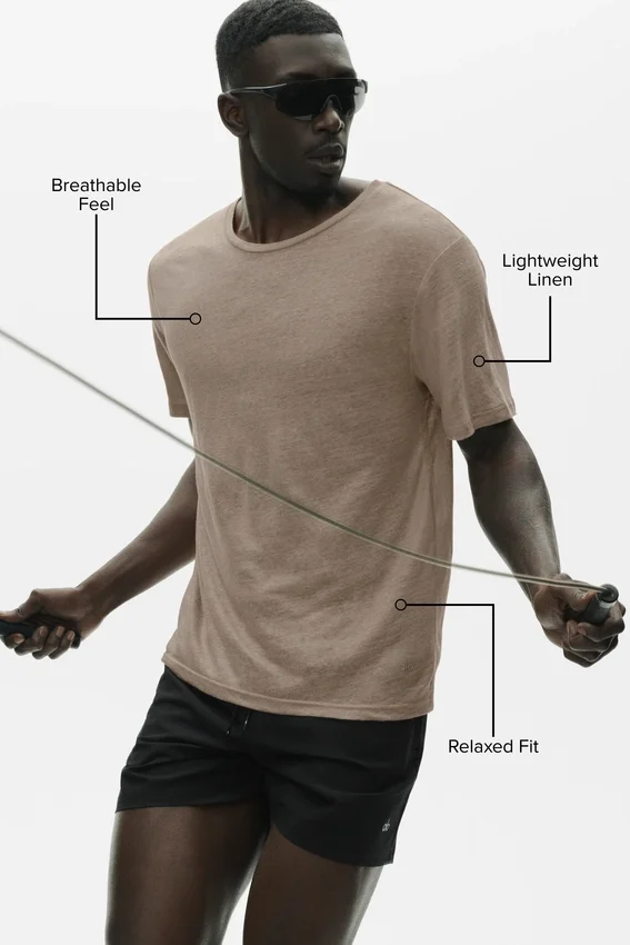T-shirt à manches courtes en jersey de lin « Coastal » - Gravel