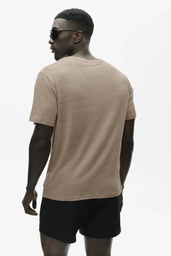T-shirt à manches courtes en jersey de lin « Coastal » - Gravel