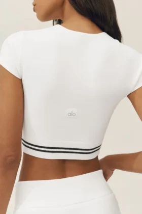 T-shirt à manches courtes « My Serve » en coton et cachemire – Blanc/Noir