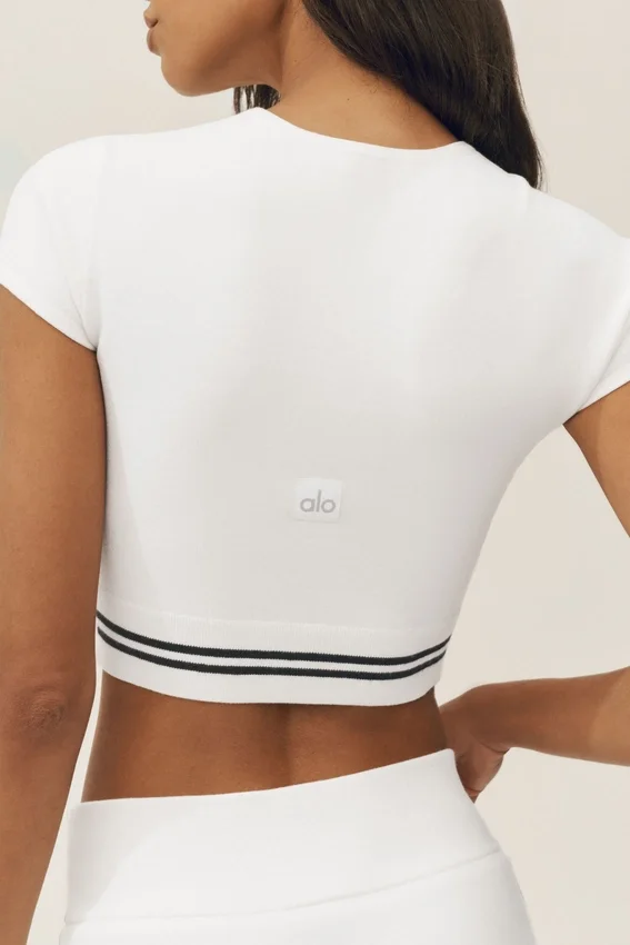 T-shirt à manches courtes « My Serve » en coton et cachemire - Blanc/Noir