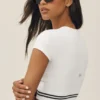 T-shirt à manches courtes « My Serve » en coton et cachemire - Blanc/Noir
