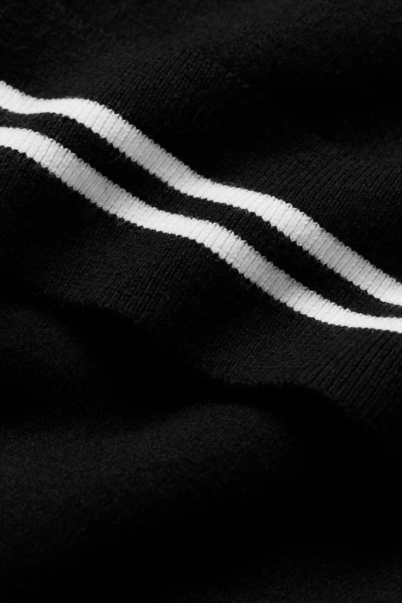 T-shirt à manches courtes My Serve en coton et cachemire - Noir/Blanc