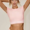 T-shirt à manches courtes « My Serve » en coton et cachemire - Rose ensoleillé/Blanc