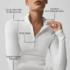 T-shirt à manches longues Alo Softsculpt Precision avec fermeture éclair 1/4 - Blanc