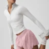 T-shirt à manches longues Alo Softsculpt Precision avec fermeture éclair 1/4 - Blanc