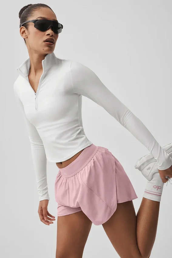 T-shirt à manches longues Alo Softsculpt Precision avec fermeture éclair 1/4 - Blanc