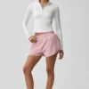 T-shirt à manches longues Alo Softsculpt Precision avec fermeture éclair 1/4 - Blanc