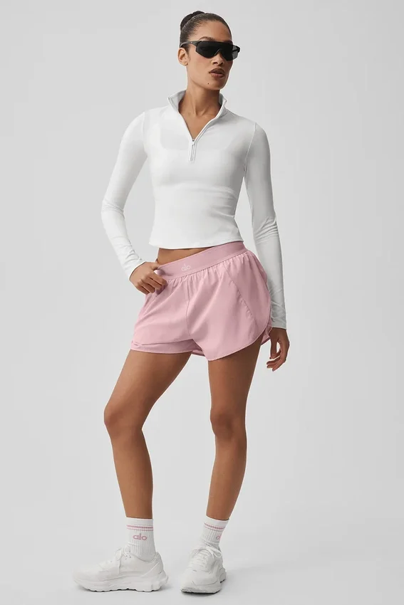 T-shirt à manches longues Alo Softsculpt Precision avec fermeture éclair 1/4 - Blanc