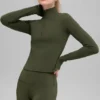 T-shirt à manches longues Alo Softsculpt Precision à fermeture éclair 1/4 - Vert olive