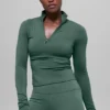 T-shirt à manches longues Alo Softsculpt Precision à fermeture éclair 1/4 - Vert trèfle