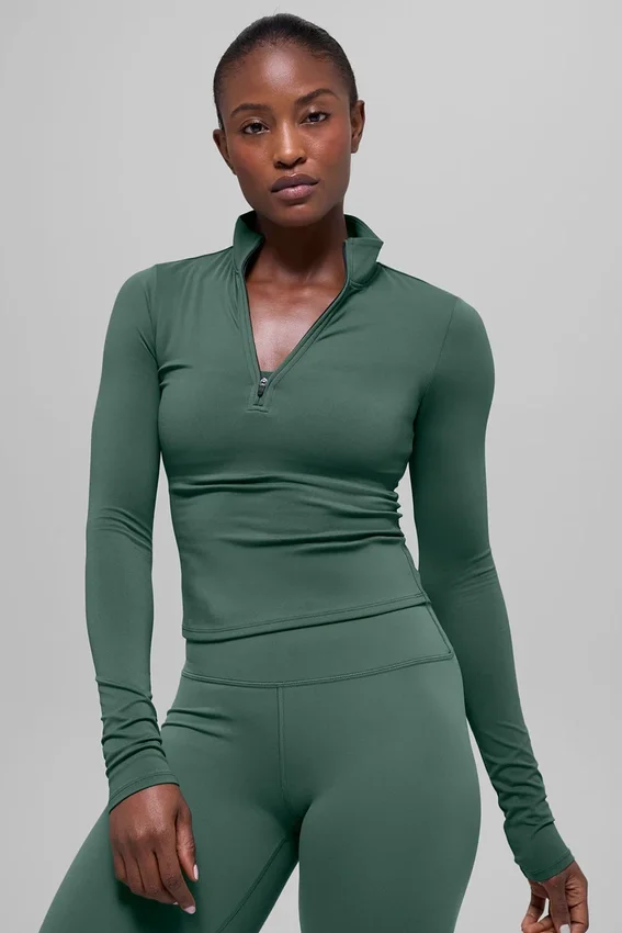 T-shirt à manches longues Alo Softsculpt Precision à fermeture éclair 1/4 - Vert trèfle