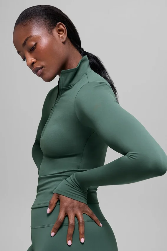 T-shirt à manches longues Alo Softsculpt Precision à fermeture éclair 1/4 - Vert trèfle