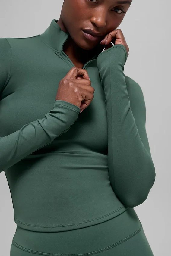 T-shirt à manches longues Alo Softsculpt Precision à fermeture éclair 1/4 - Vert trèfle