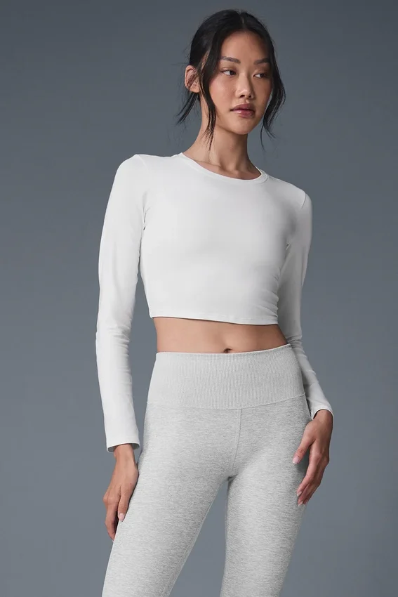 T-shirt à manches longues Alosoft Crop Finesse - Blanc