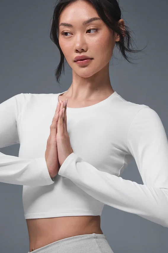 T-shirt à manches longues Alosoft Crop Finesse - Blanc