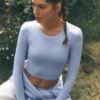 T-shirt à manches longues Alosoft Crop Finesse - Bleu Provence clair