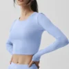 T-shirt à manches longues Alosoft Crop Finesse - Bleu Provence clair