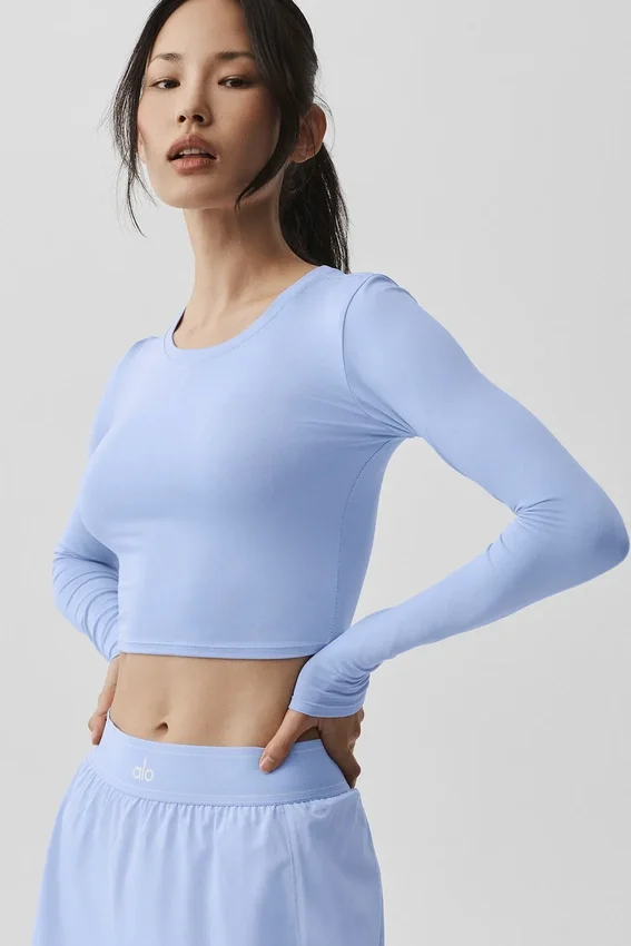 T-shirt à manches longues Alosoft Crop Finesse - Bleu Provence clair