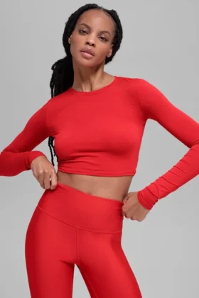 T-shirt à manches longues Alosoft Crop Finesse - Rouge vif