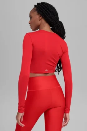 T-shirt à manches longues Alosoft Crop Finesse – Rouge vif