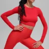 T-shirt à manches longues Alosoft Crop Finesse - Rouge vif