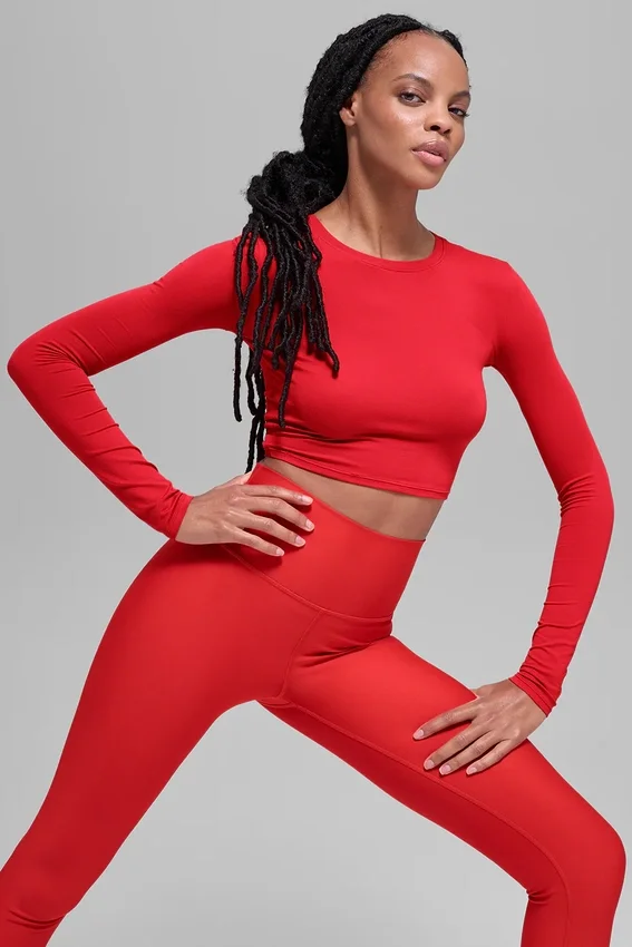 T-shirt à manches longues Alosoft Crop Finesse - Rouge vif