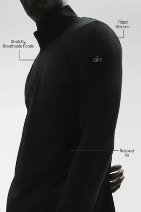 T-shirt à manches longues Conquer 1/4 Zip Reform – Noir