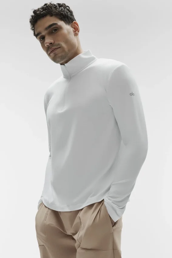 T-shirt à manches longues Conquer Reform avec fermeture éclair 1/4 - Blanc
