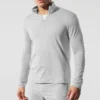 T-shirt à manches longues Conquer Reform avec fermeture éclair 1/4 - Gris chiné athlétique