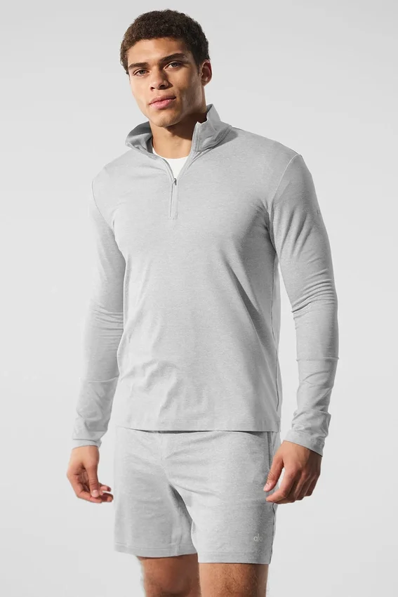 T-shirt à manches longues Conquer Reform avec fermeture éclair 1/4 - Gris chiné athlétique