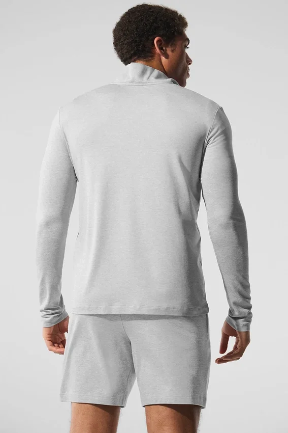 T-shirt à manches longues Conquer Reform avec fermeture éclair 1/4 - Gris chiné athlétique
