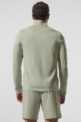 T-shirt à manches longues Conquer Reform avec zip 1/4 – Limestone