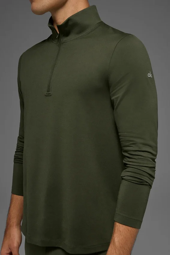 T-shirt à manches longues Conquer Reform avec zip 1/4 - Vert olive