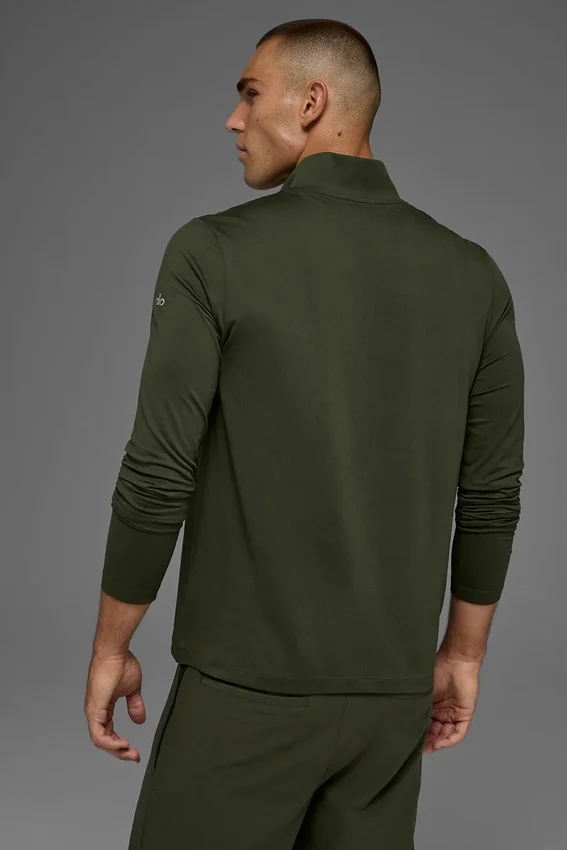 T-shirt à manches longues Conquer Reform avec zip 1/4 - Vert olive